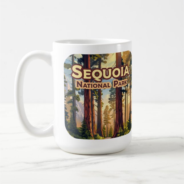 Caneca De Café Sequoia National Park California Tree Retro (Esquerda)