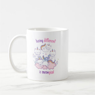 Caneca De Café Ser diferente é meowgical Gato unicórnio engraçado