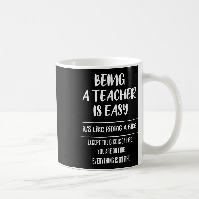 Caneca De Café Ser Professor é Fácil É Como Andar De Bicicleta  (Direita)