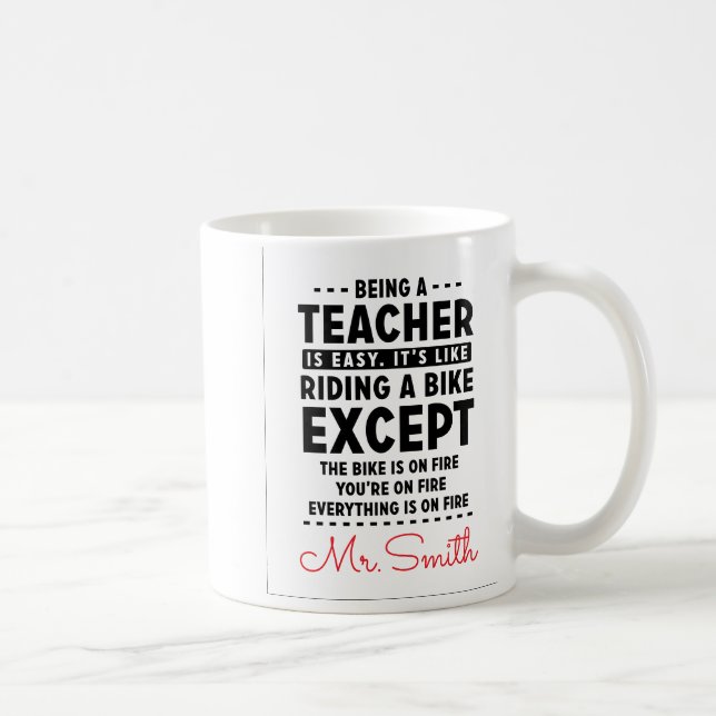 Caneca De Café Ser Professora É Fácil Engraçado | Professora (Direita)