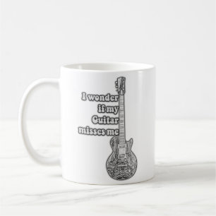 Caneca De Café Será que meu violão me sente falta? Preto & Branco