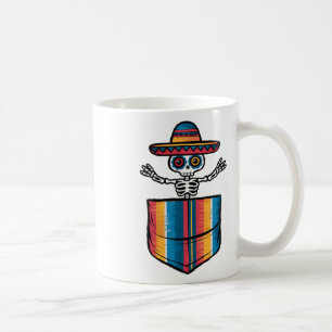 Caneca De Café Serape Skeleton Mariachi Pocket Cinco De Mayo Mexi