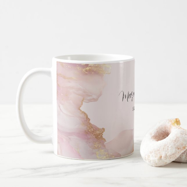 Caneca De Café Seraphina Pink e Dourada Mug (Com Donut)