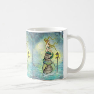 Caneca De Café Sereia Adorável com Lua e Lanterna