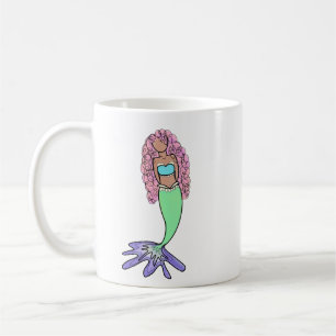Caneca De Café sereia arco-íris rosa azul roxo verde preto encara