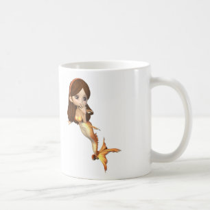 Caneca De Café Sereia bonito do peixe dourado de Toon