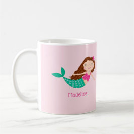 Caneca De Café Sereia Branca, Rosa, Personalizada