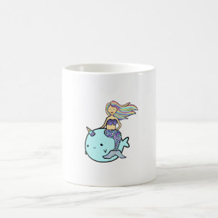 Caneca De Café Sereia com Cabelo Arco-Íris Pet Narwal