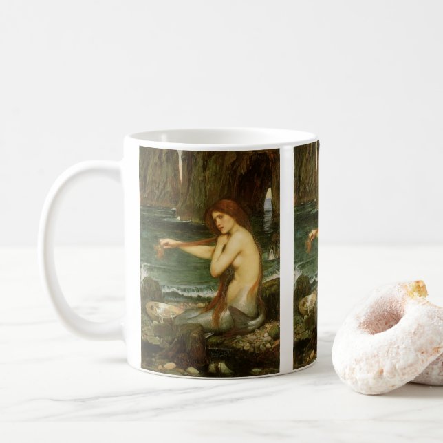 Caneca De Café Sereia de John William Waterhouse (Com Donut)