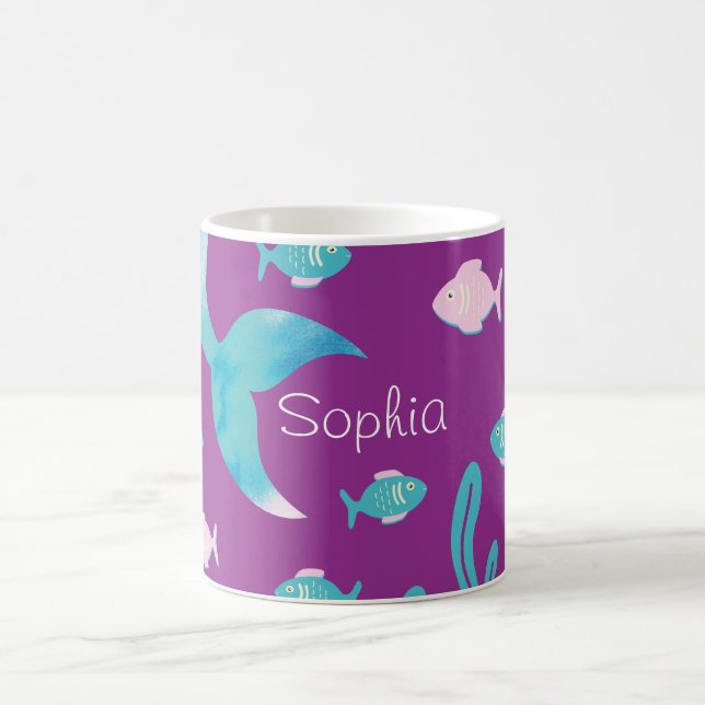 Caneca De Café Sereia Debaixo do Mar Pastel Roxo (Centro)