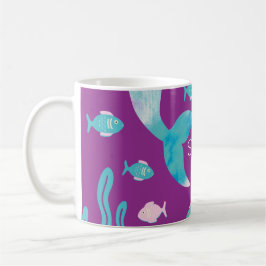 Caneca De Café Sereia Debaixo do Mar Pastel Roxo