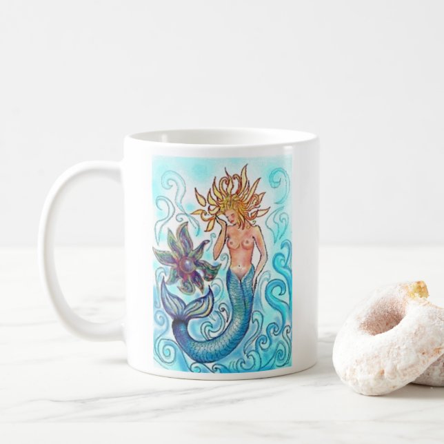 Caneca De Café Sereia e Pérola (Com Donut)