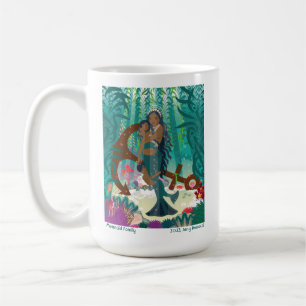 Caneca De Café Sereia Família (pele castanha e olhos)