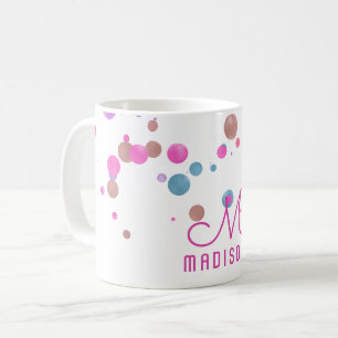 Caneca De Café Sereia Feminina Glitter & Confete de Folha Monogra