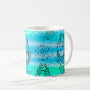 Caneca De Café Sereia Mug, Taça de Café Atingida Pelo Oceano, Mág