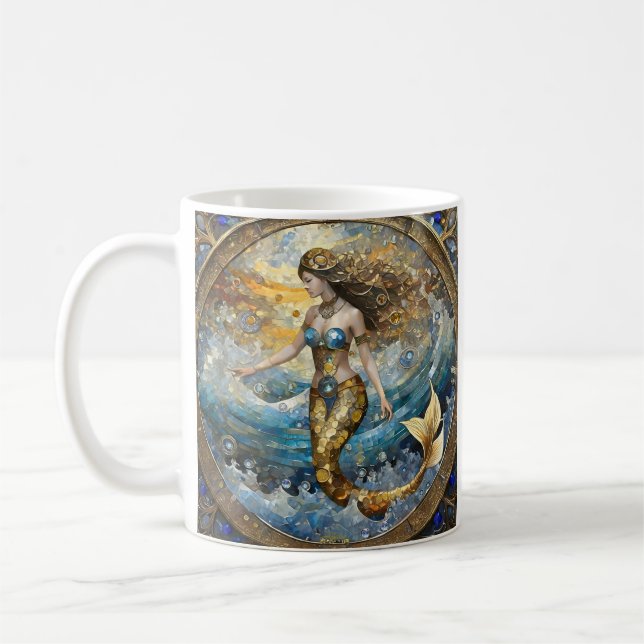 Caneca De Café Sereia nas ondas do oceano (Esquerda)