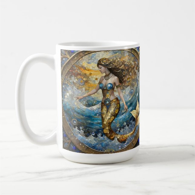 Caneca De Café Sereia nas ondas do oceano (Esquerda)
