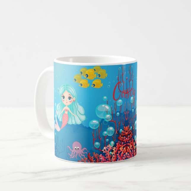 Caneca De Café Sereia Personalizada (Frente Esquerda)