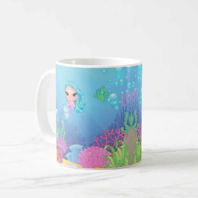 Caneca De Café Sereia Personalizada (Frente Esquerda)