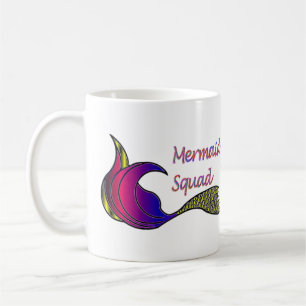 Caneca De Café Sereia Quadrado de Sereia multicolorido