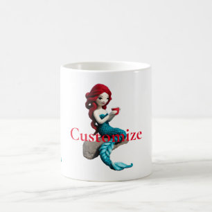Caneca De Café Sereia Relaxando Com Bebida Thunder_Cove