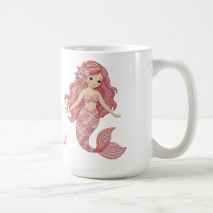 Caneca De Café Sereia Rosa Bonita Personalizar