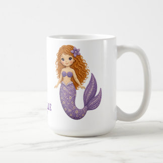 Caneca De Café Sereia Roxa Bonita Personalizada