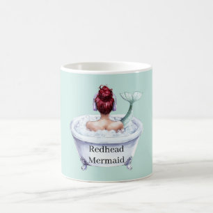 Caneca De Café Sereia Ruiva na Banheira