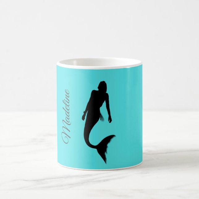 Caneca De Café Sereia Silhouette Blue Summer Modern (Centro)