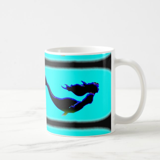 Caneca De Café sereia subaquática preta (Direita)
