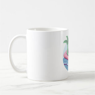Caneca De Café Sereia surfando no surfboard rosa