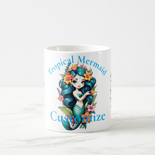 Caneca De Café Sereia Tropical Flor Thunder_Cove (Centro)