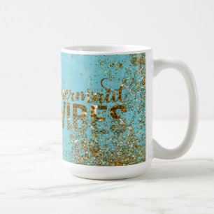 Caneca De Café Sereia Vibes - Tipografia Dourada da Largura