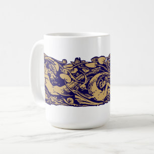 Caneca De Café Sereias e Peixes Nadando Entre Folhas de Nenúfar