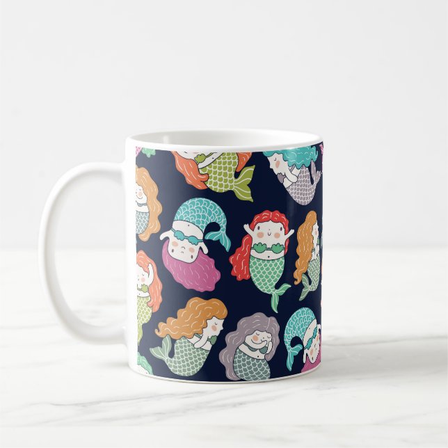 Caneca De Café Sereias: padrão balançoso e contínuo. (Esquerda)