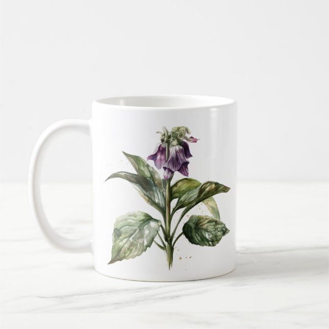 Caneca De Café Serena Comfrey Aquarela  (Esquerda)