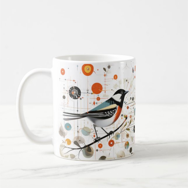 Caneca De Café Serene Bird em Ramificação em Círculos Harmoniosos (Esquerda)