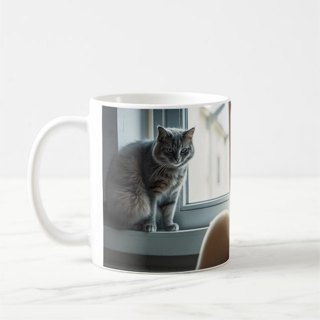 Caneca De Café Serene Cats pela janela e pelo sofá (Esquerda)