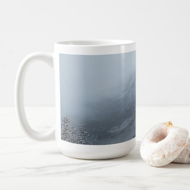 Caneca De Café Serene Cinza Snowy Peaks Café Mug (Com Donut)