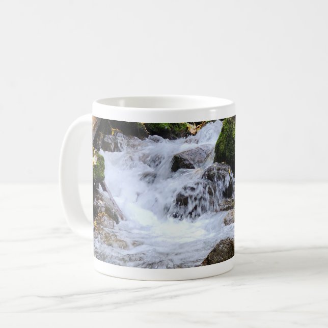 Caneca De Café Serene Green Mossy Stream Coffee Mug (Frente Esquerda)