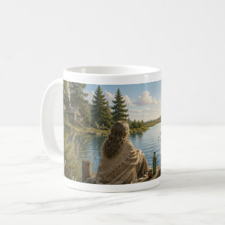 Caneca De Café Serene Lakeside Botanical Nature Meditation Mug