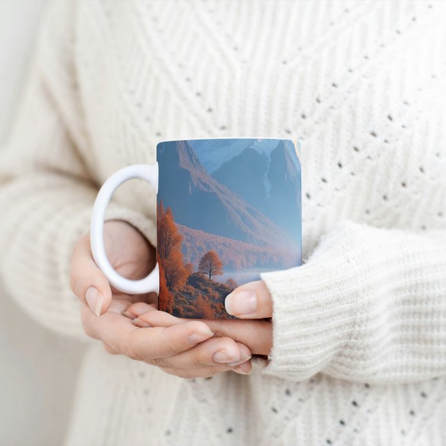 Caneca De Café Serene Mountain Lake & Autumn Trees Landscape (Criador carregado)