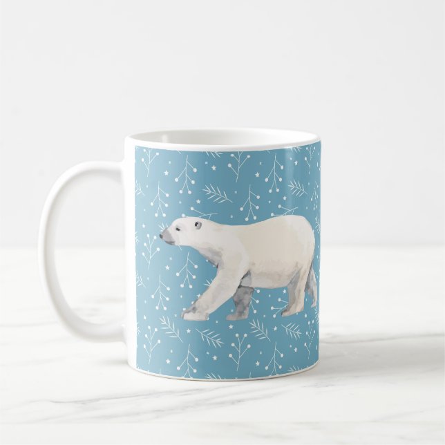 Caneca De Café Serene Polar Bear Blue & White Winter Mug (Esquerda)