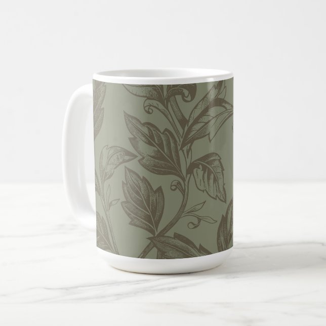 Caneca De Café Serene Sage Green | Folheto Informativo Botânico N (Frente Esquerda)