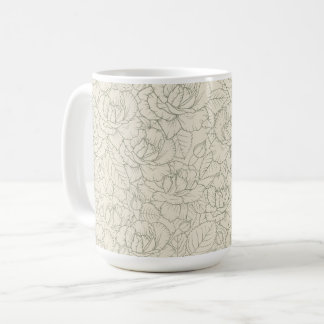 Caneca De Café Serene Sage Green | Vintage Blossom Rosas