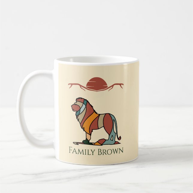 Caneca De Café Serene Savanna Kind Lion Personalized Modern Earth (Esquerda)