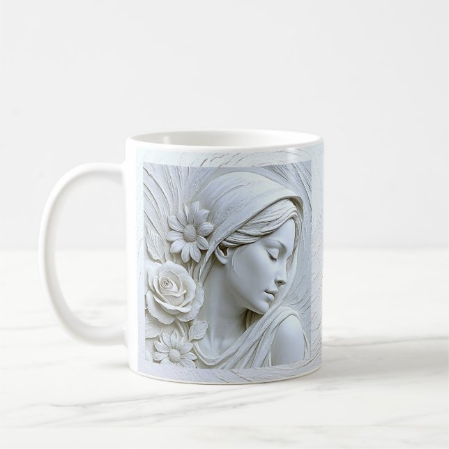 Caneca De Café Serene White Plaster Woman (Esquerda)