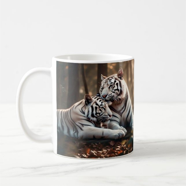 Caneca De Café Serene White Tiger Companions (Esquerda)