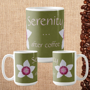 Caneca De Café Serenidade Após Café Branco e Rosa Clematis Verde