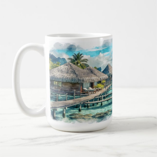 Caneca De Café Serenidade da Polinésia Francesa Bora Bora Bora | (Esquerda)